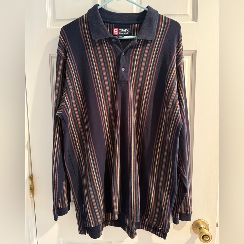 Vintage 90s Chaps Ralph Lauren Striped Polo Size L
